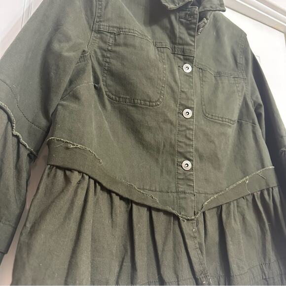 Style & Co Olive Green Button Jacket, Peplum, Utility, Bell Sleeves, Military, M - Picture 4 of 13